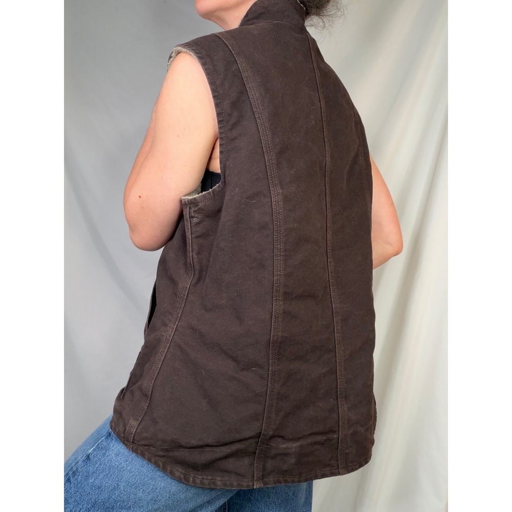 Carhartt Sandstone Mock Neck Sherpa Lined Vest Dark Brown WV001 Vintage Y2K L - Picture 3 of 15
